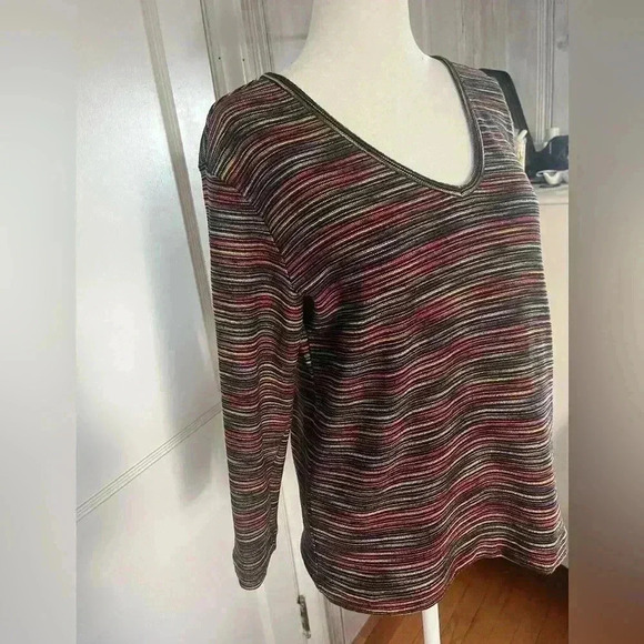 CHICOS Vintage Y2K Textured rainbow Striped Stretch Womens Size 2 Lg12 90s Y2K - Picture 6 of 7